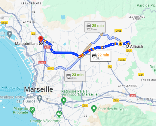 Trajet Allauch matoubrillant